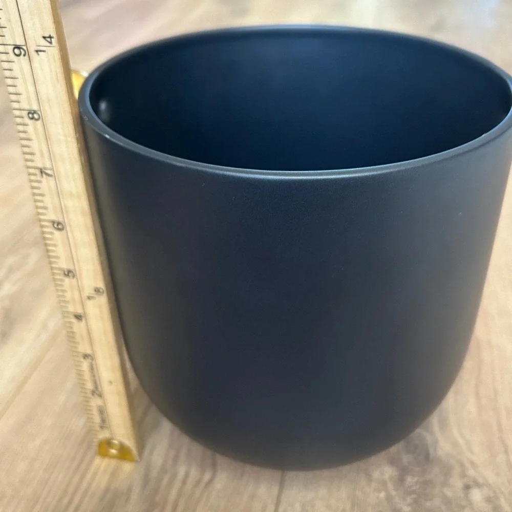 Uttermost Revelation Black‎ Matte Cachepot Planter Gold Ball Handles